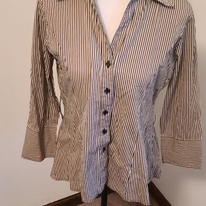 Tan & Black Striped Button down Shirt!